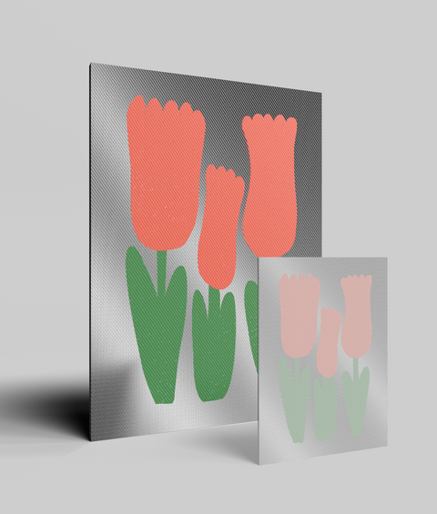 Tulipano Rosso Flat - Quadro di Design